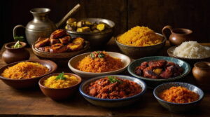 Traditional African Food on a Table