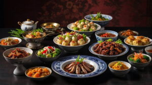 Traditional Chinese Food on a Table