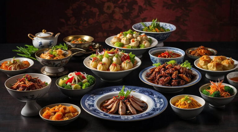 Traditional Chinese Food on a Table