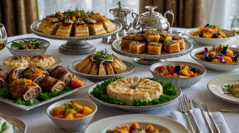 Traditional Greek Food on a Table
