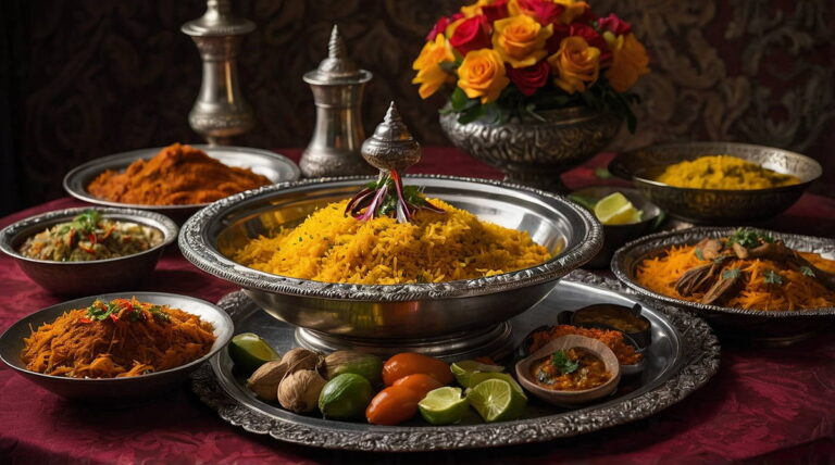 Traditional Indian Food on a Table