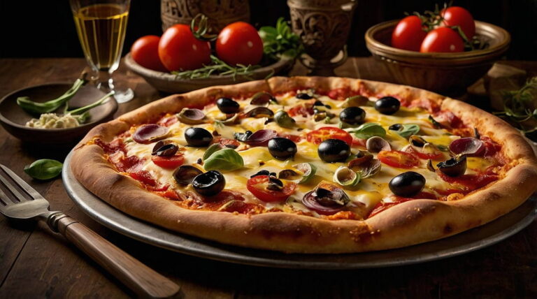Traditional Italian Pizza on a Table