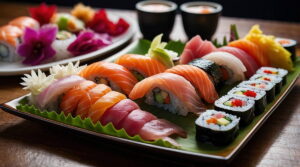 Traditional Japanese Sushi on a Table